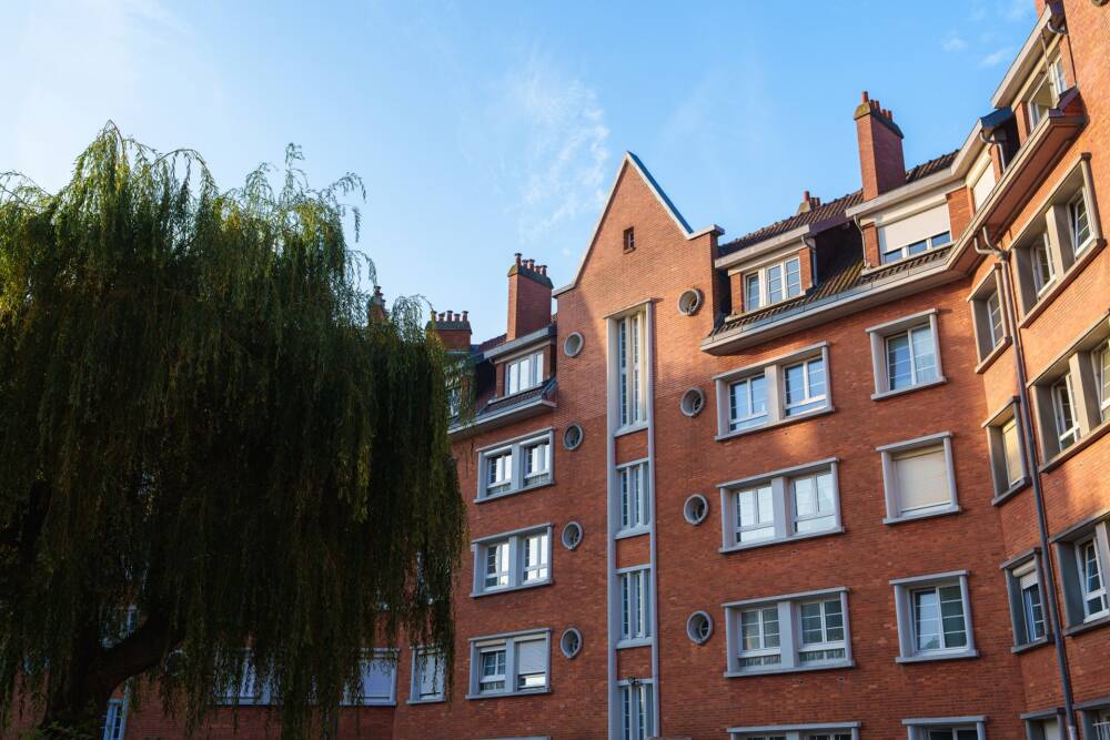 Photo des façades su quartier de l'esplanade, qui longe la Citadelle de Calais.