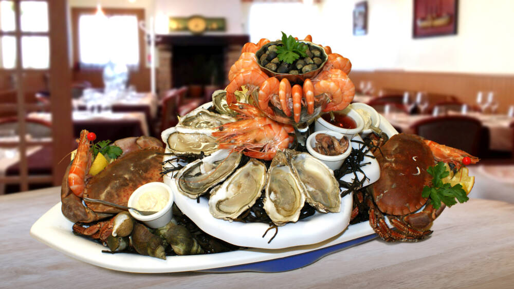 Plat de fruits de mer servi au restaurant Le Blanc-Nez à Sangatte